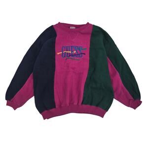 GUESS Vintage 90s Prep Streetwear Colorblock Emboidered Logo Sweatshirt One Size